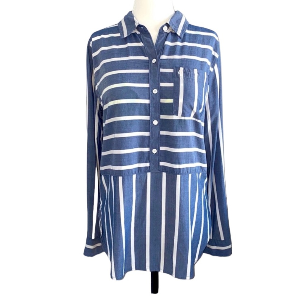 A&F Chambray Stripped Blouse - Picture 14 of 14
